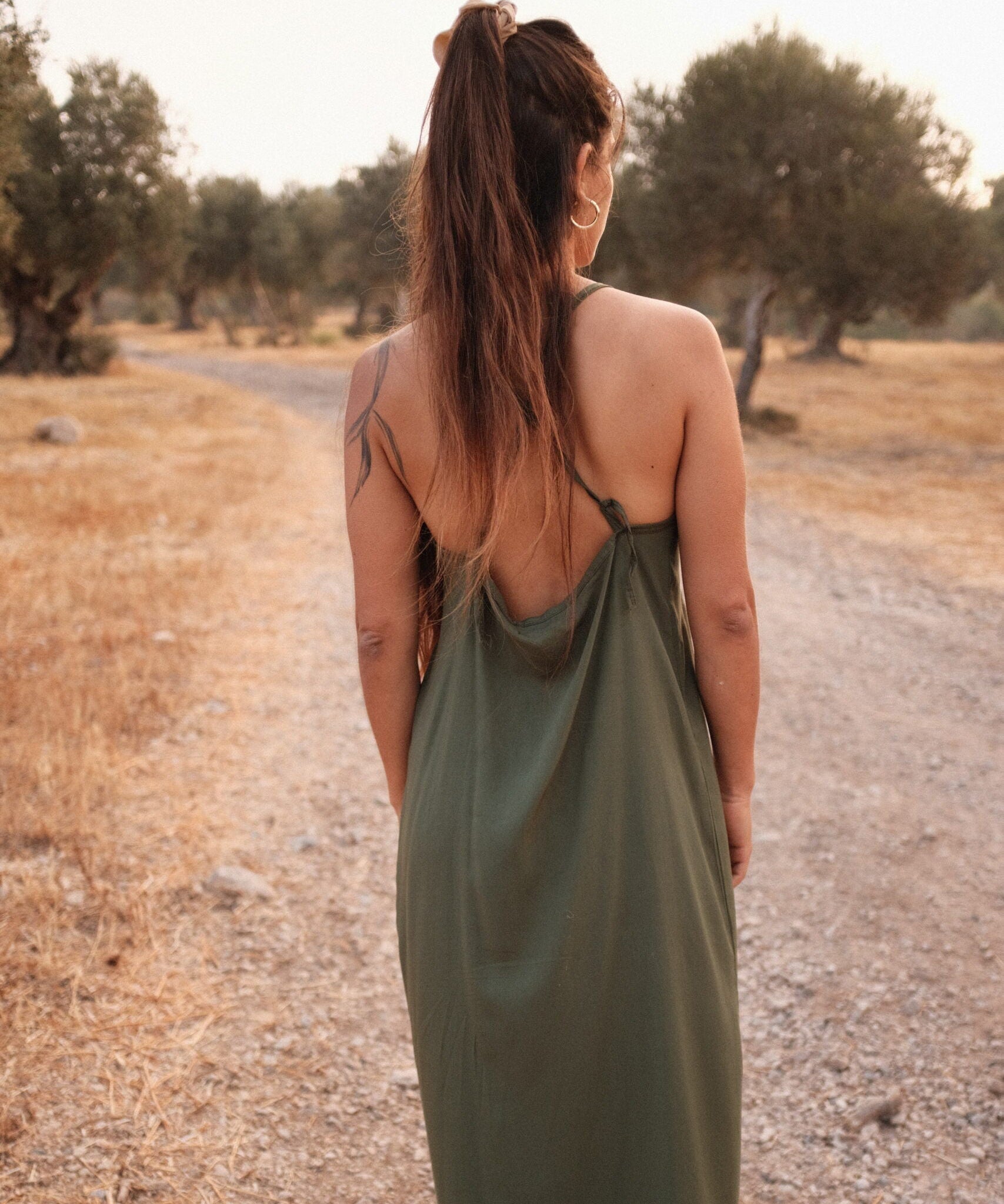 Crossback Dress in olive