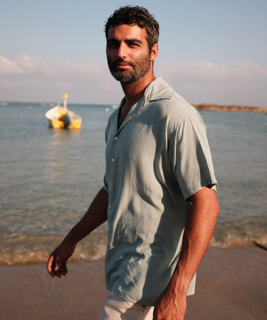 Unisex Buttoned Tee in ocean