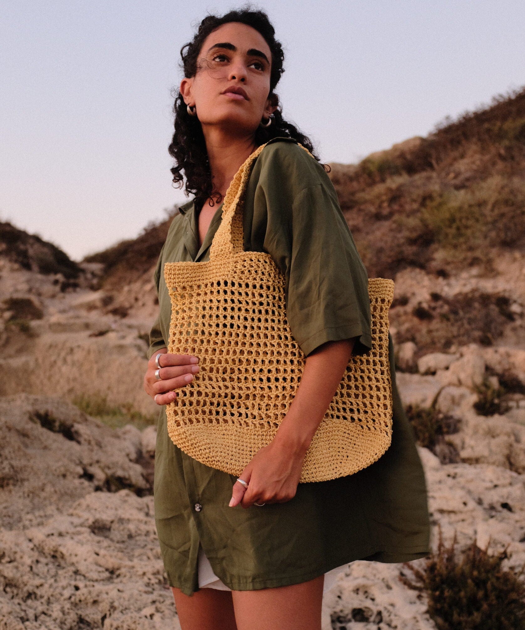 Raffia bag in brown