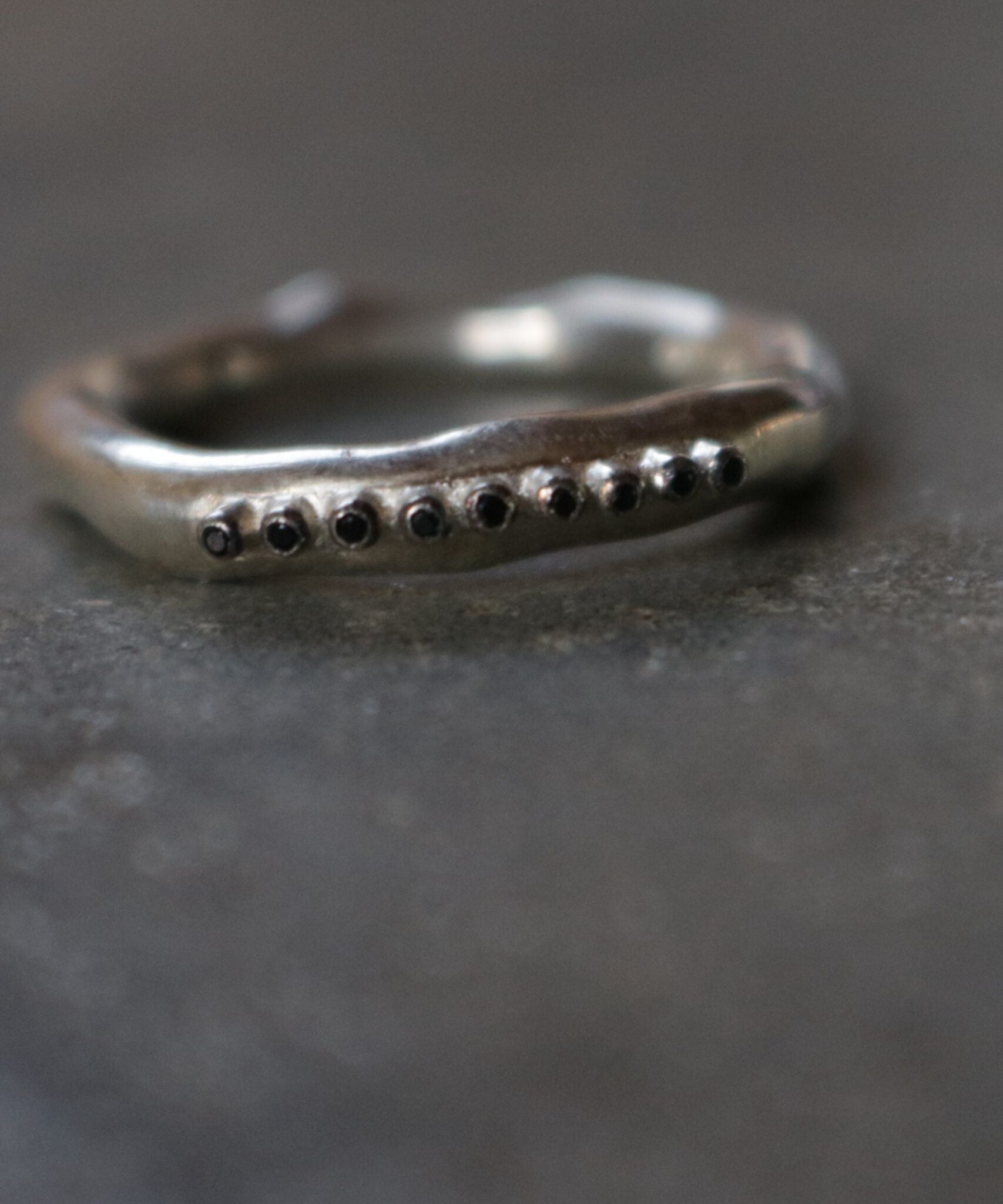 Silver diamond raw ring