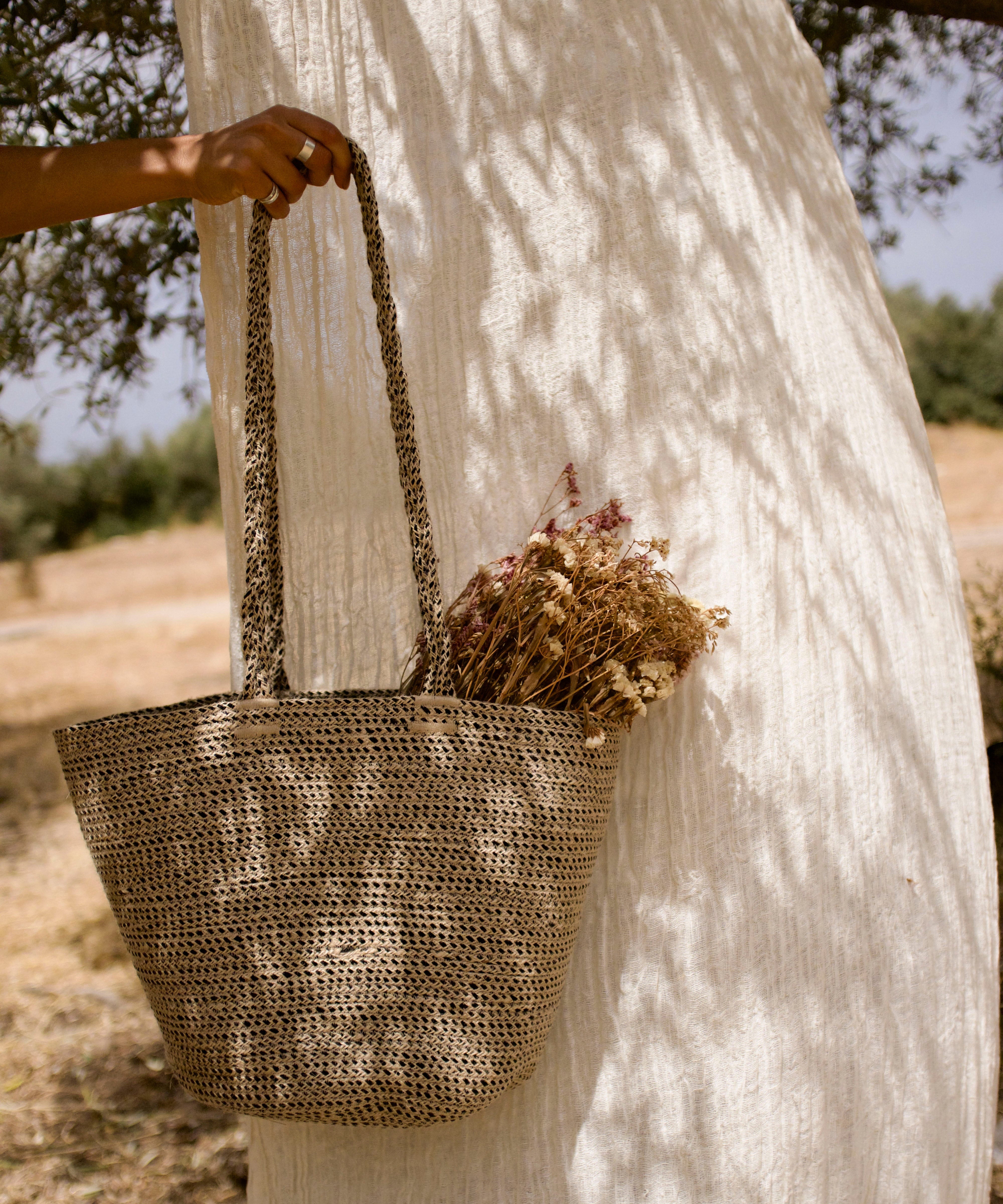 Woven Basket Bag in red